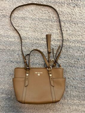 Michael Kors Brown Leather Crossbody Satchel with Tassel